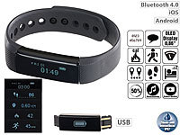 newgen medicals Fitness-Armband mit Bluetooth & Nachrichtenanzeige (Versandrückläufer); Fitness-Armbänder mit Herzfrequenz-Messung und GPS-Streckenaufzeichnung Fitness-Armbänder mit Herzfrequenz-Messung und GPS-Streckenaufzeichnung 