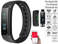 newgen medicals Fitness-Armband m. Bluetooth, Benachrichtigung, Pulsmesser, OLED, IP67; Fitness-Armbänder mit Bluetooth Fitness-Armbänder mit Bluetooth 
