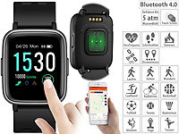 newgen medicals Fitness-Uhr, Touch-Screen & Herzfrequenz-Anzeige, Bluetooth, 5 atm; Fitness-Armbänder mit Herzfrequenz-Messung und Nachrichtenanzeige Fitness-Armbänder mit Herzfrequenz-Messung und Nachrichtenanzeige 