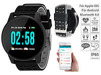 newgen medicals Fitness-Uhr mit Herzfrequenz und Nachrichten-Anzeige, Bluetooth, IP65; Fitness-Armbänder mit Bluetooth 